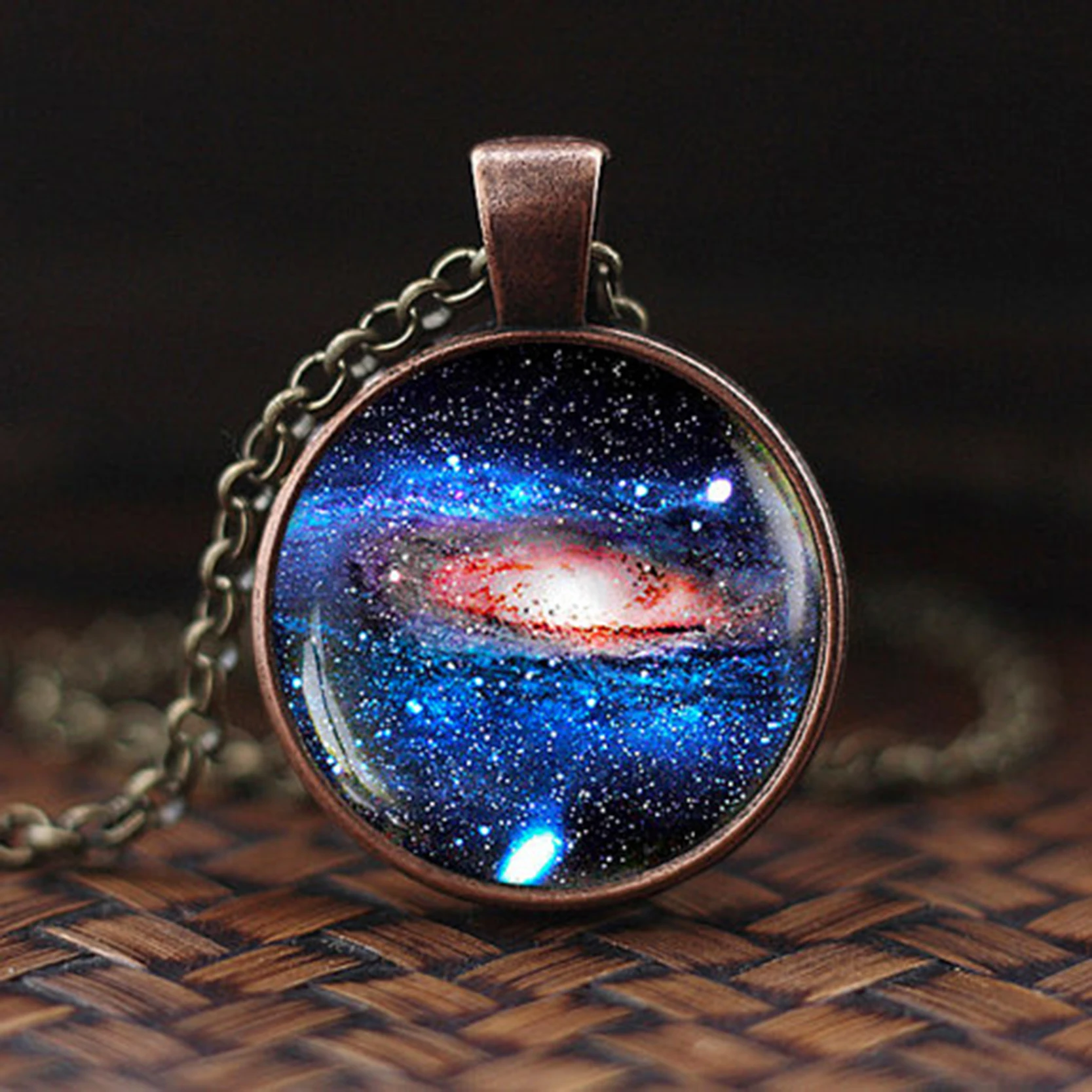 Charming Nebula Necklace Galaxy Space Glass Cabochon Pendant Solar System Jewelry Space Universe Necklace Milky Way Jewelry