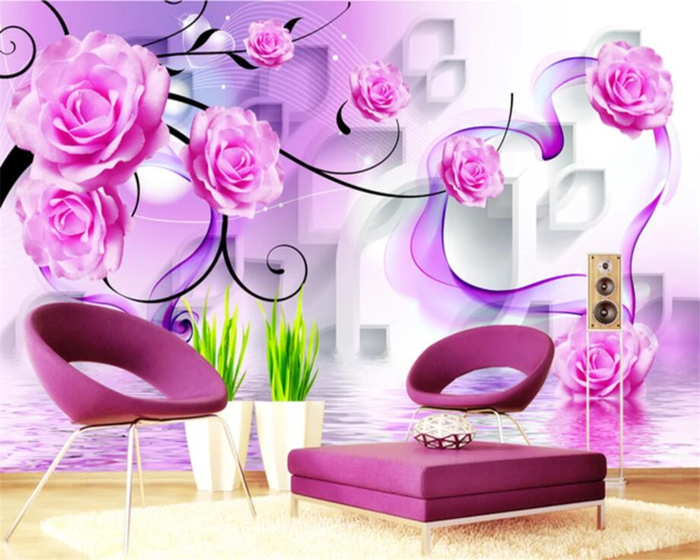 Custom size mural pink rose flower collection wallpaper home decor living room bedroom background wall mural 3d wallpaper