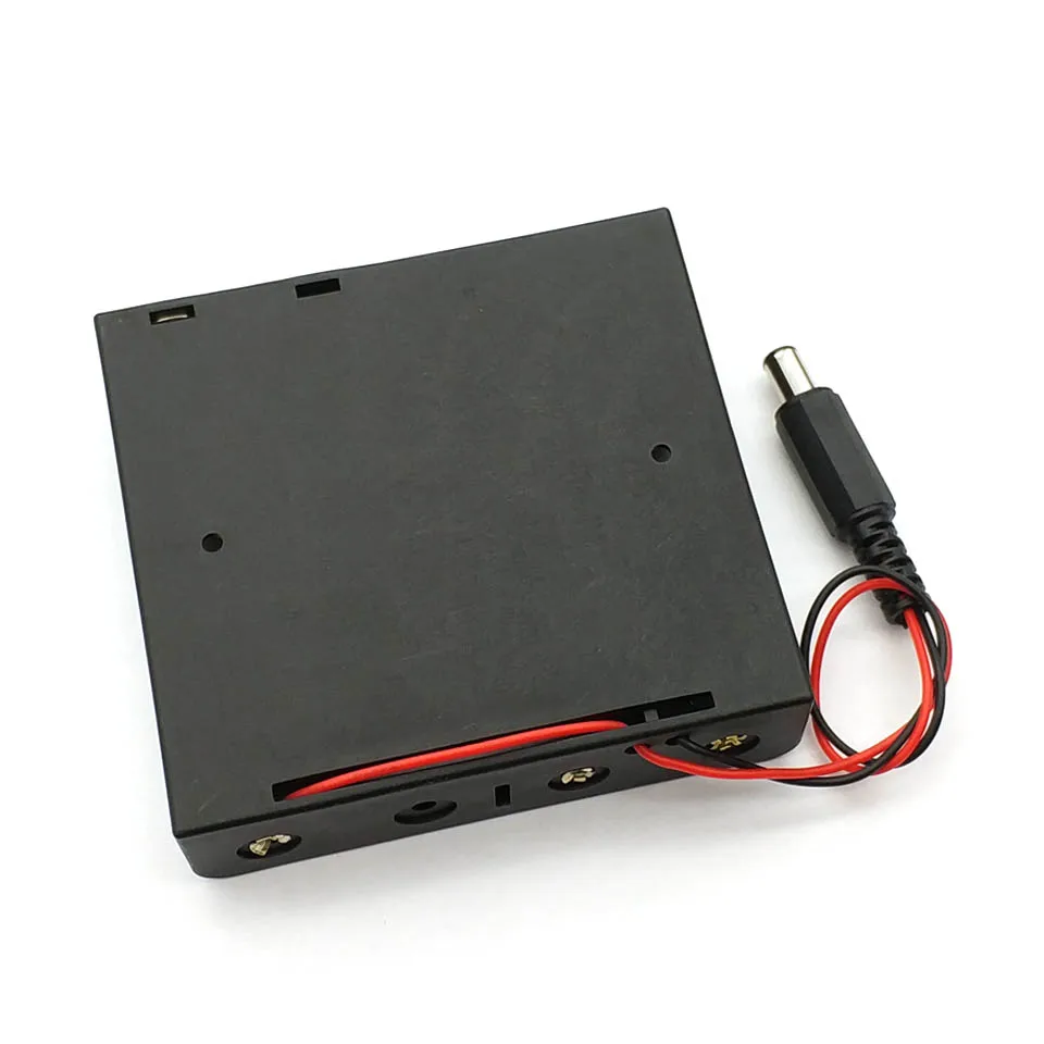 Novo banco de Potência 18650 Suporte Da Bateria Suporte Da Bateria de Plástico Caixa De Armazenamento Caso para 4x18650 Com DC5.5 * 2.1mm plugue de alimentação