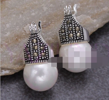 

hot sell new - shitou 00725 Sweet round bead silver hook stud clip pierced earrings elegant simple