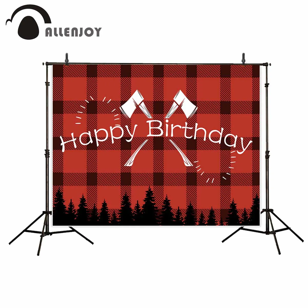 Allenjoy photo background forest axe red lattice birthday backdrop camera fotografica profissional background photography