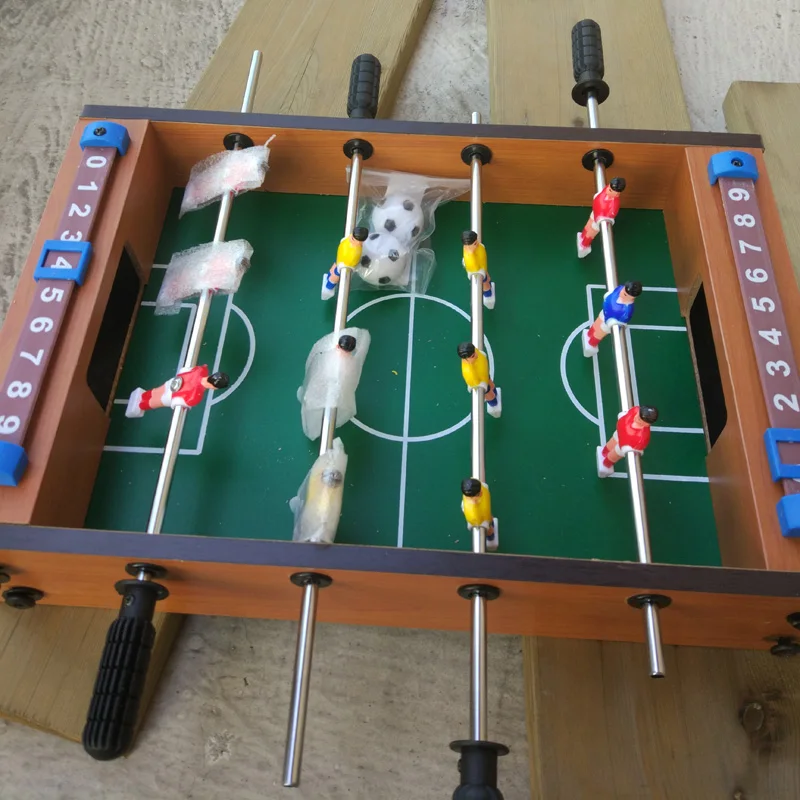 Jogo de mesa de futebol de madeira para crianças, 4 bares, brinquedo para crianças, conjunto de futebol de mesa com 2 bolas, esportes, jogos de família, 34.5*23*7cm