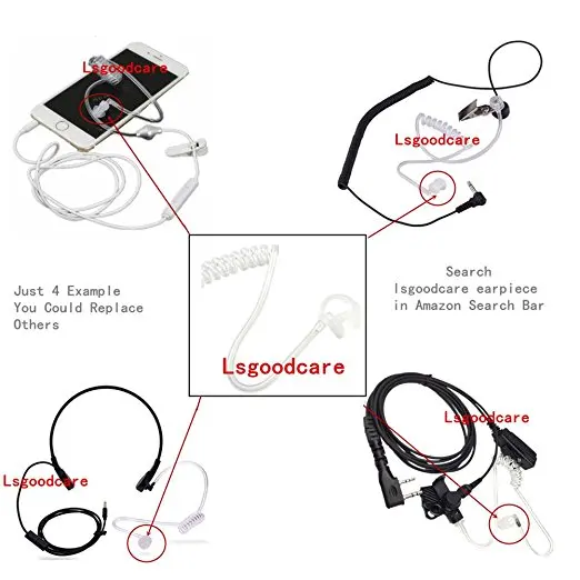 100pcs Silicone earloop Earmolds molde orelha para fones de ouvido tubo de ar acústico, rádio bidirecional auricular, walkie talkie auscultadores clara