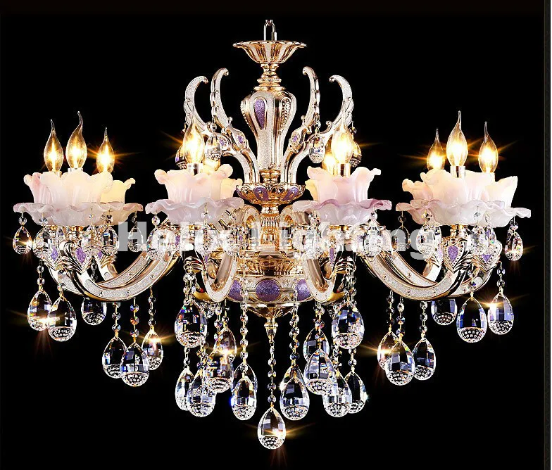 

European Zinc Alloy Crystal Lights Crystal Chandeliers Pendant Lamp Dining Room Living Lobby lamp Lighting E14 LED Candle Bulb