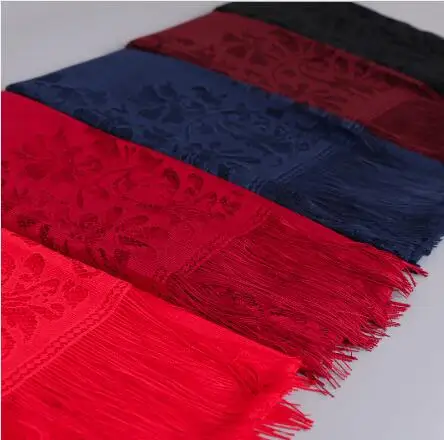 Elegant Women Cotton Polyester Floral Lace Scarf Shawl Tassels Party Wedding Lace Veil India Arab Muslim Hijabs Scarves