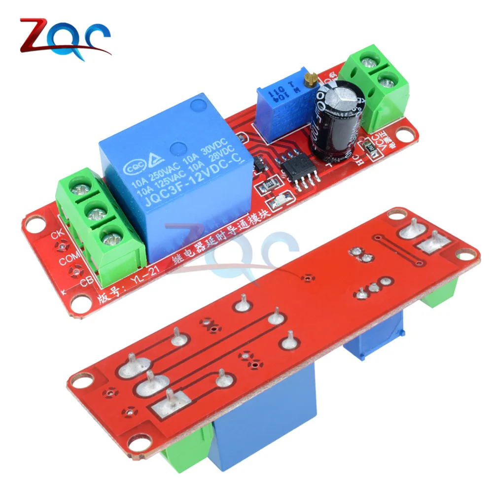 DC 5V 12V Delay Relay Shield Module NE555 Timer Switch Adjustable Module 0-10S Second Car Oscillator Pulse Generation Duty Cycle