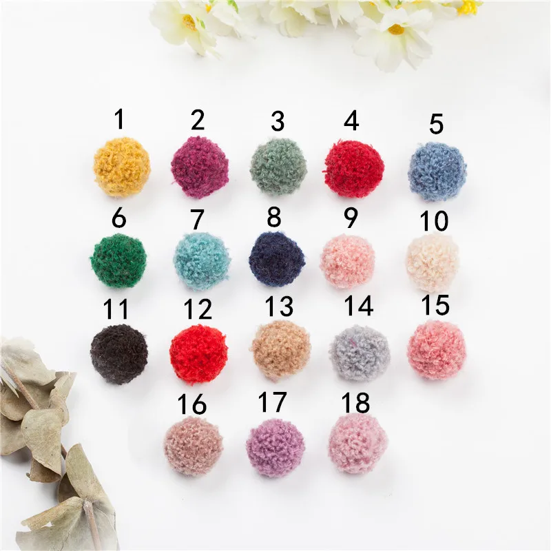 30pcs 15mm20mm  Multi Colors Teddy Curly Pompom Fur Craft DIY Soft Pom Poms Diy For Earrings Ornaments,Sewing Cloth Accessories