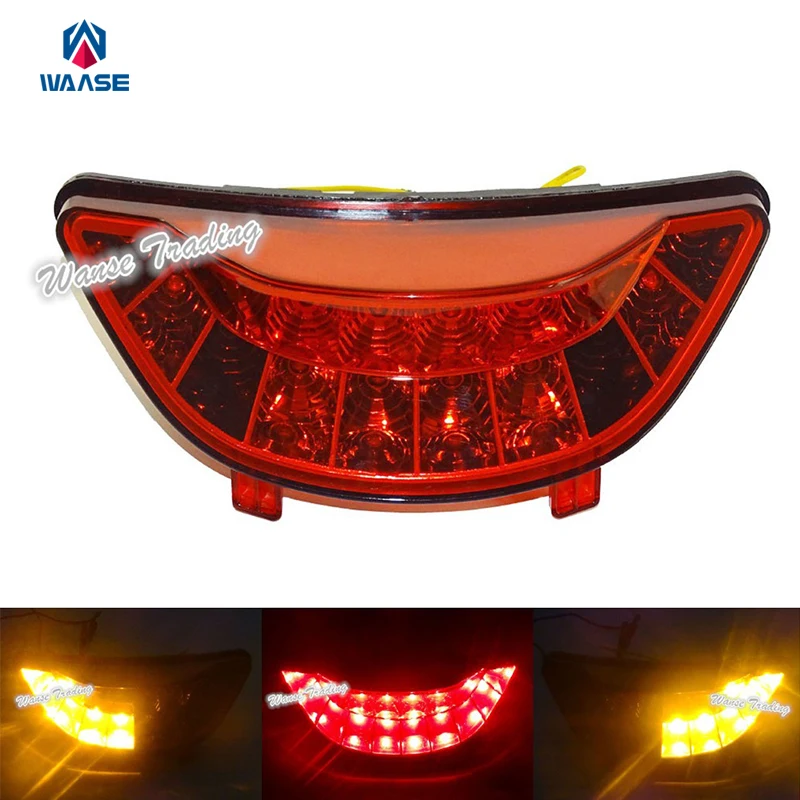 

waase Chrome Led Taillight Taillamp Tail Brake Turn Signals Integrated Light Red For 2009-2015 YAMAHA VMax V-Max 1700 VMX1700