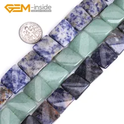 16mm Square Twist Assorted Material Natural Gem Stones Flat Beads For Jewelry Making Beads DIY 15