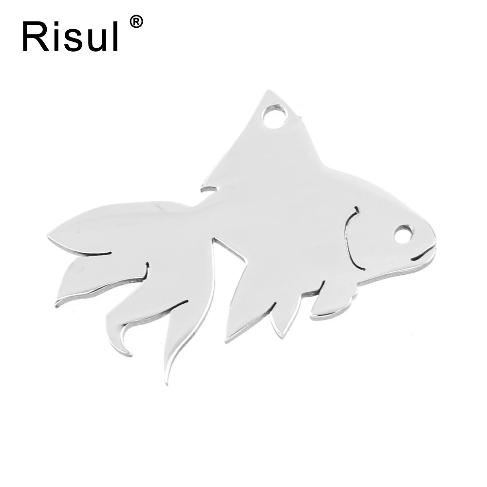 

Risul Goldfish Style Necklace Pendant Engrave blank Charms Mirror polish Stainless steel good Quality wholesale 100pcs