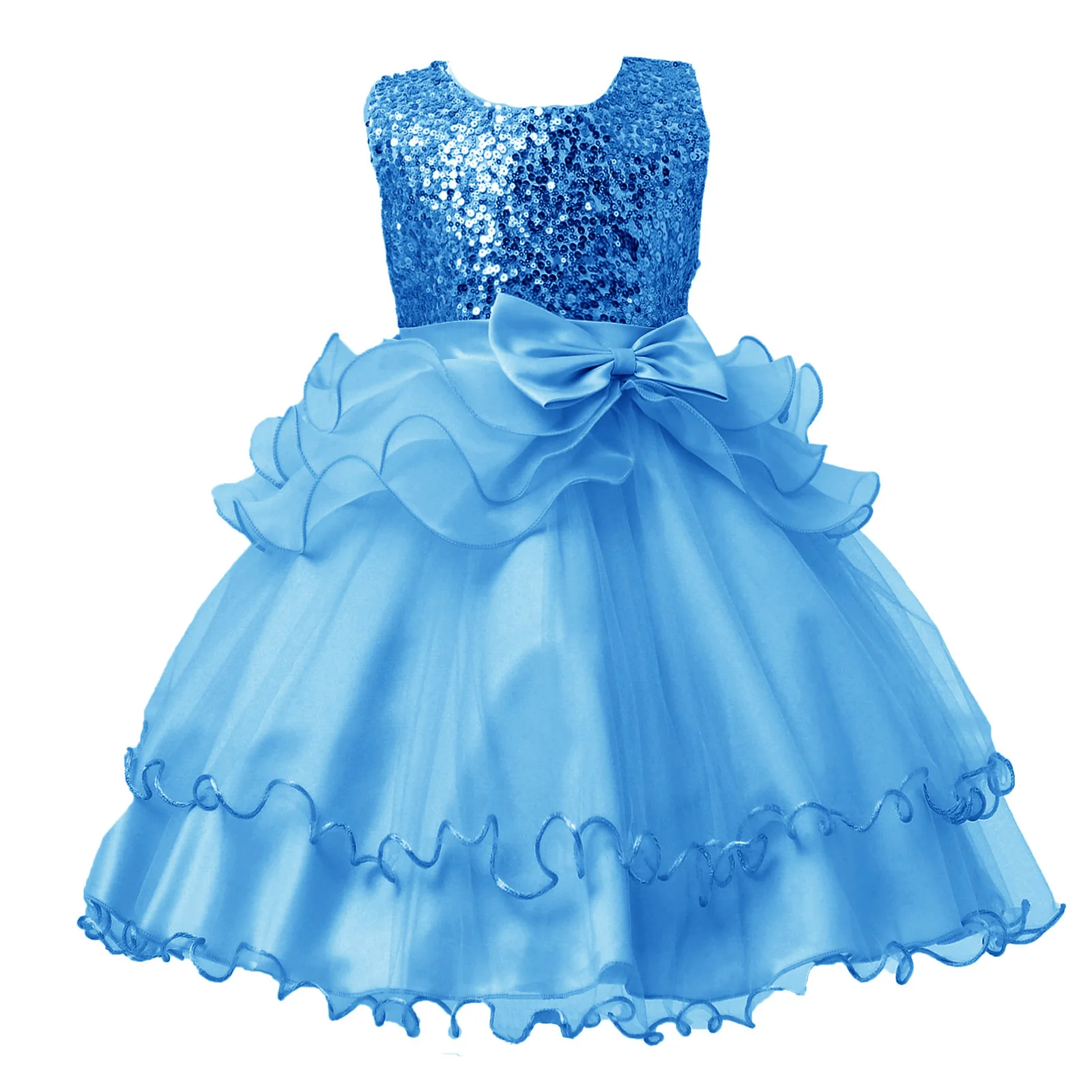 

2024 new Spring Children dress Sequins princess Bow wedding Flower Girl Birthday for girls dresses 3 4 5 7 9 11 13 years old