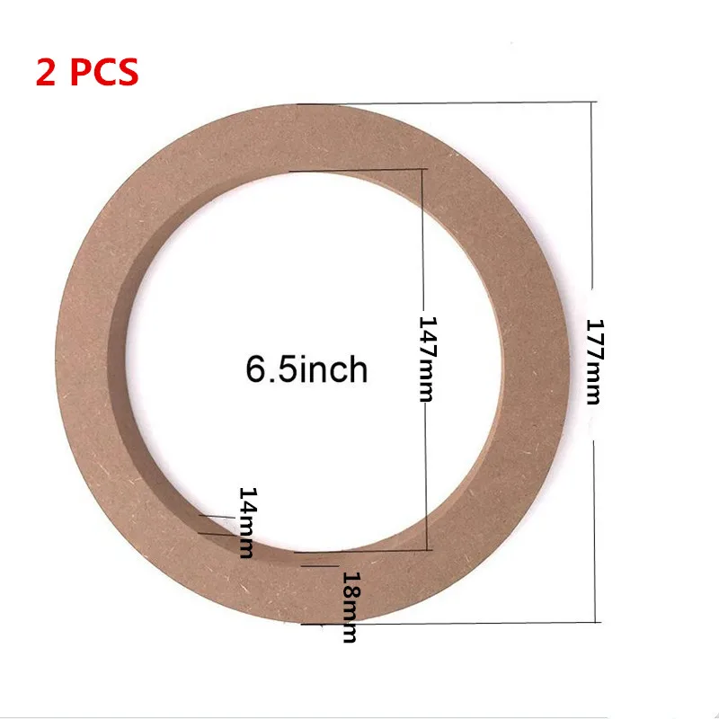 I KEY BUY 2 Pcs  6.5 Inch Car Speaker Installation Pad Wood Washer Shockproof Low-frequency Diving  Clear 6 Inch Thickness 14 MM