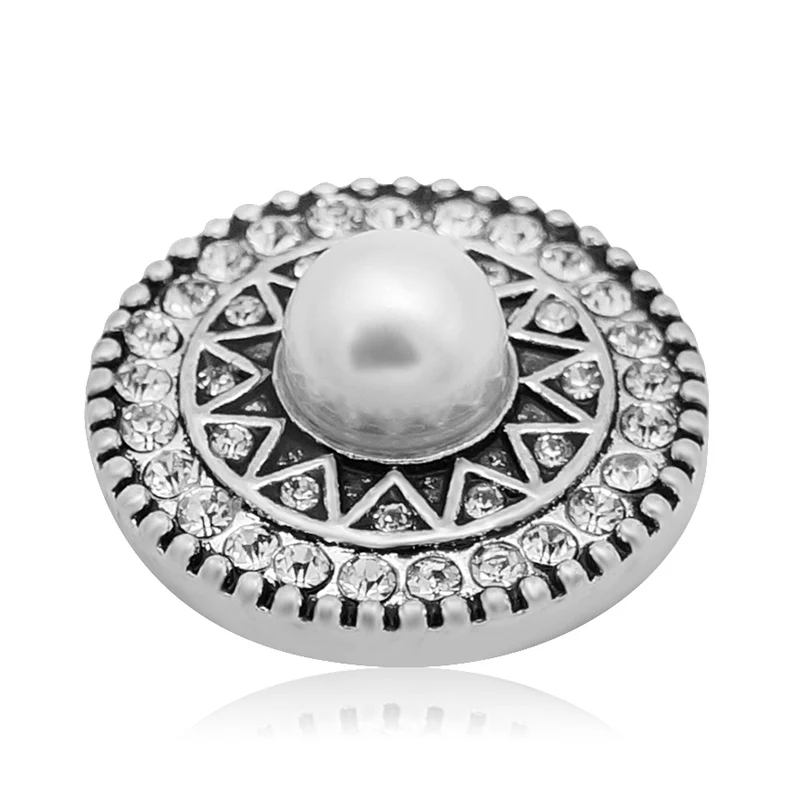 New beauty Crystal Pattern Pearl pattern 18mm snap buttons fit DIY 18MM snap buttons snap jewelry wholesale