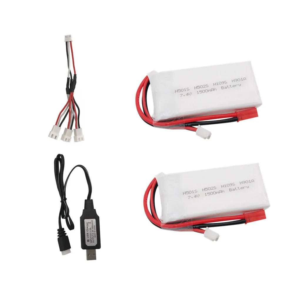 7.4 V 1500 Mah 2S Lipo Bettary Met Lader Voor Hubsan H501S H502S H109S H901A Zender Afstandsbediening Li-Ion batterij 7.4 V