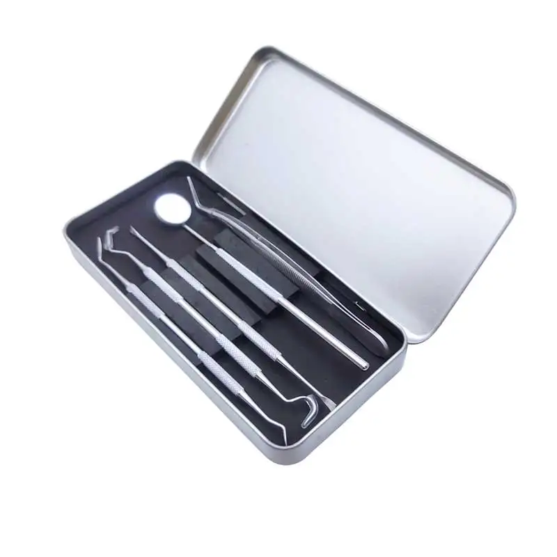 5pcs Dental Tool Sets  LED Lighted Mirror with 5 spare head Stainless Steel Clean Mouth Probe Tooth Care Kit