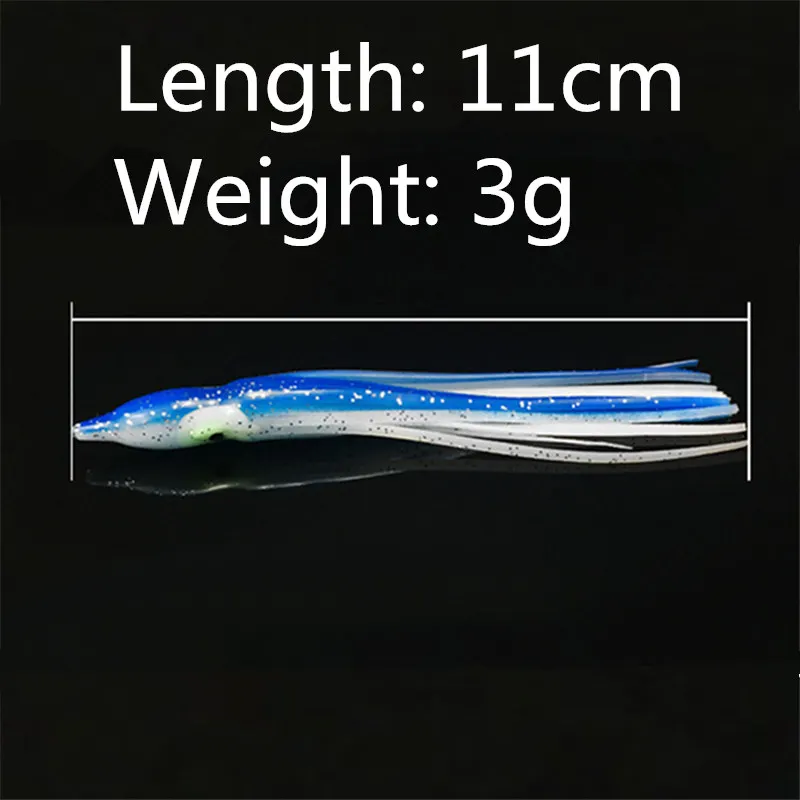 5Pcs/set Fishing Squid Lures Soft 11cm 3g Fishing Jigging Lure Sea Fishing Squid Jigs Artificial 5 Colors Soft Bait YR-332