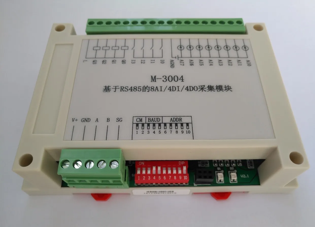 Módulo de aquisição de dados rs485, 8ai/4di/4do, modbus, comunicação rtu