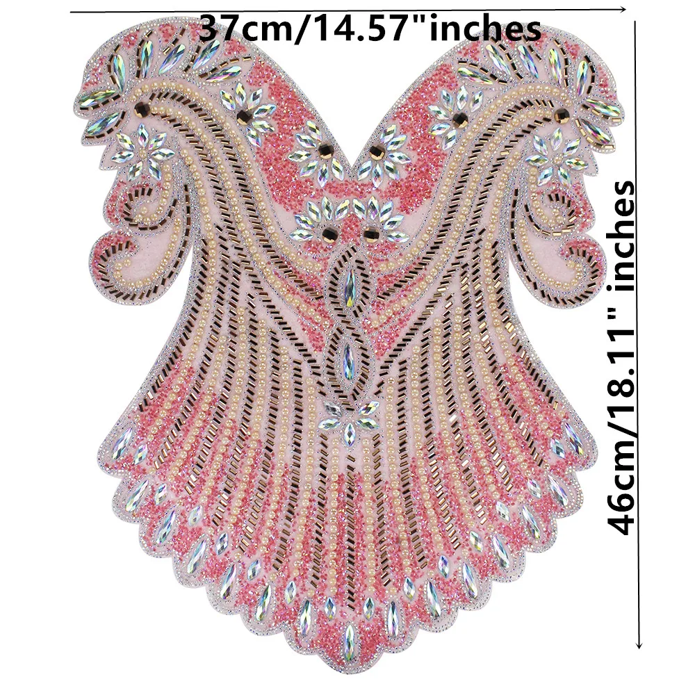 Large Hot Fix Rhinestones Applique Crystal Iron on Patches Trimming Embellishment for Party Dress Clothes Decorated 1 piece