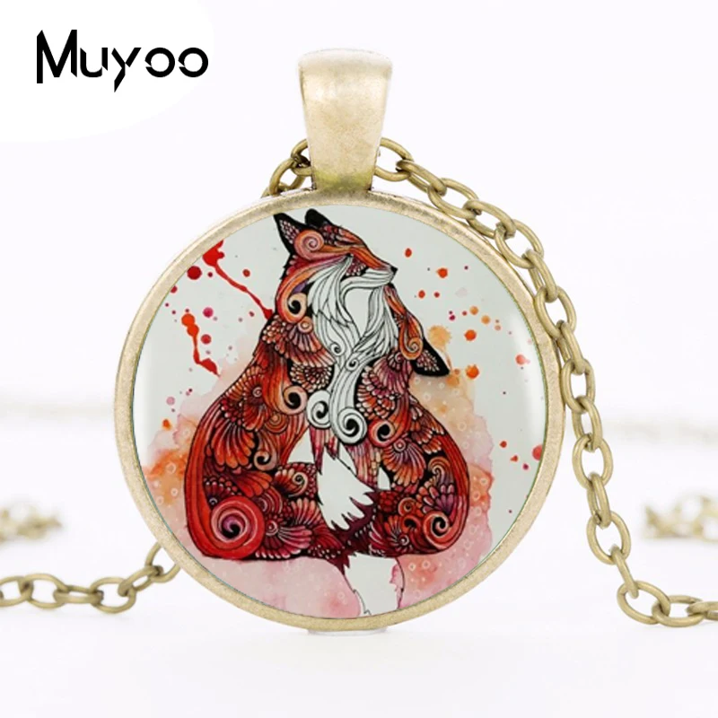 2017 Fox with Her Baby Pendant Choker Statement Round Necklace For Women Dress Accessories Glass Dome Jewelry HZ1