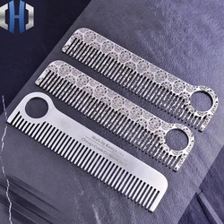 Comb Tactical Straight Comb Black Enamel Metal Single Hole Handle EDC Comb