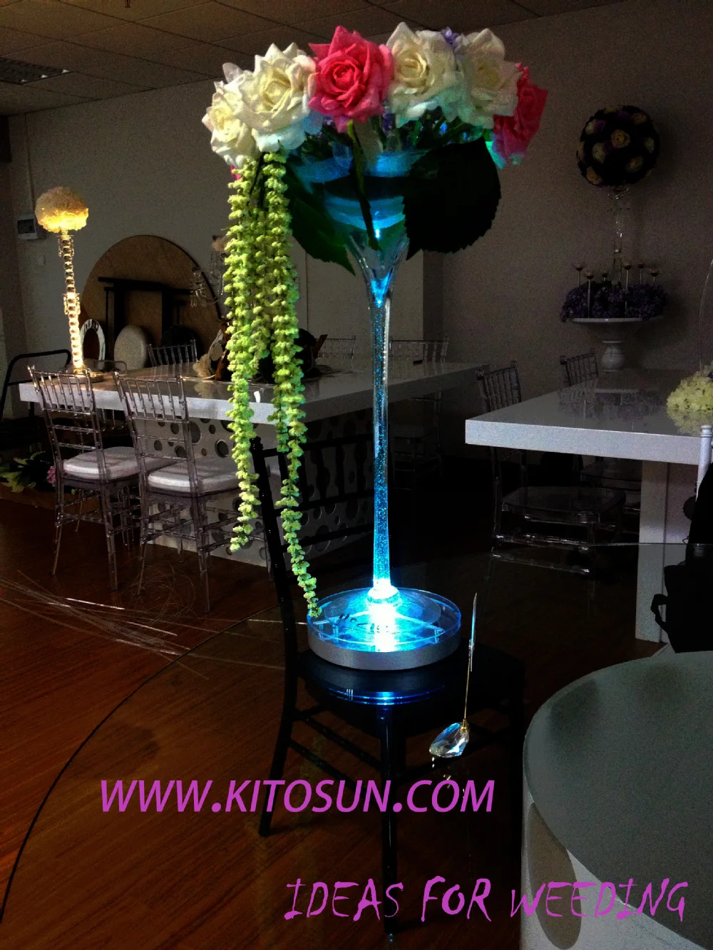 Wholesale Party Decoration Rechargeable Lithium Battery Operated 8inch Led Centerpiece Light Base for wedding Decoration Light