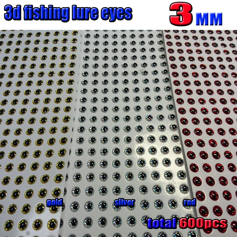 2016 fishing lure eyes 3MM  silver 200pcs+ red 200pcs+gold 200pcs  in total 600pcs/lot