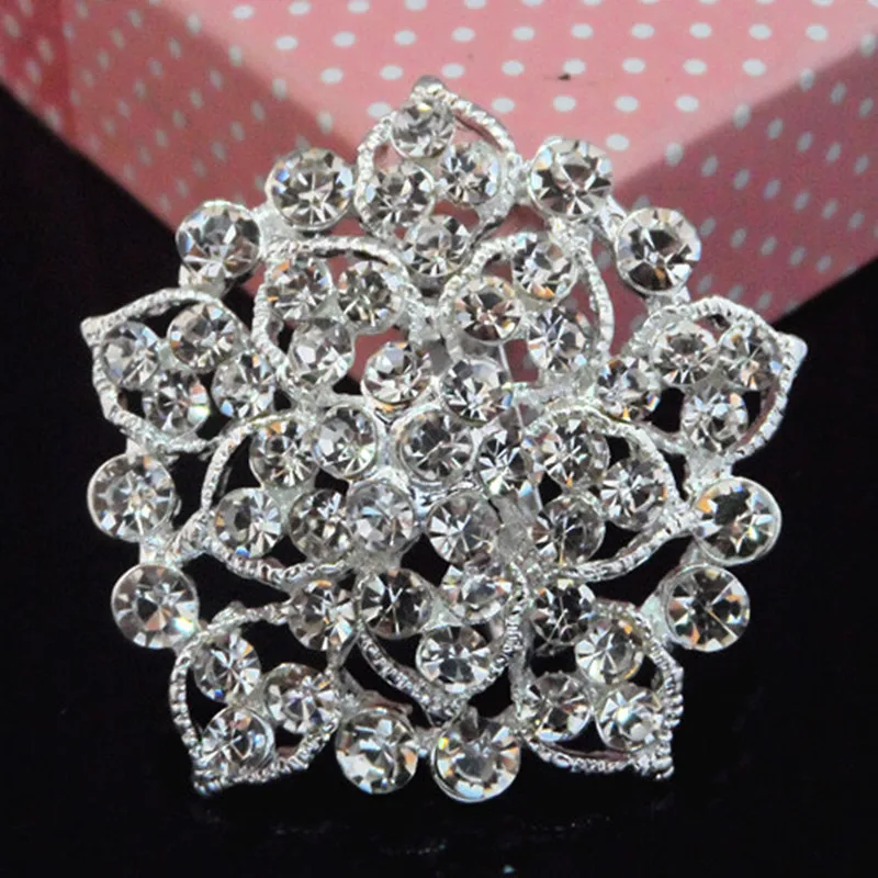 

DHL FEDEX Express Free Shipping Cheap Wholesale Sparkly Bright Clear Crystals Flower Wedding Brooch Party Brooch For Women