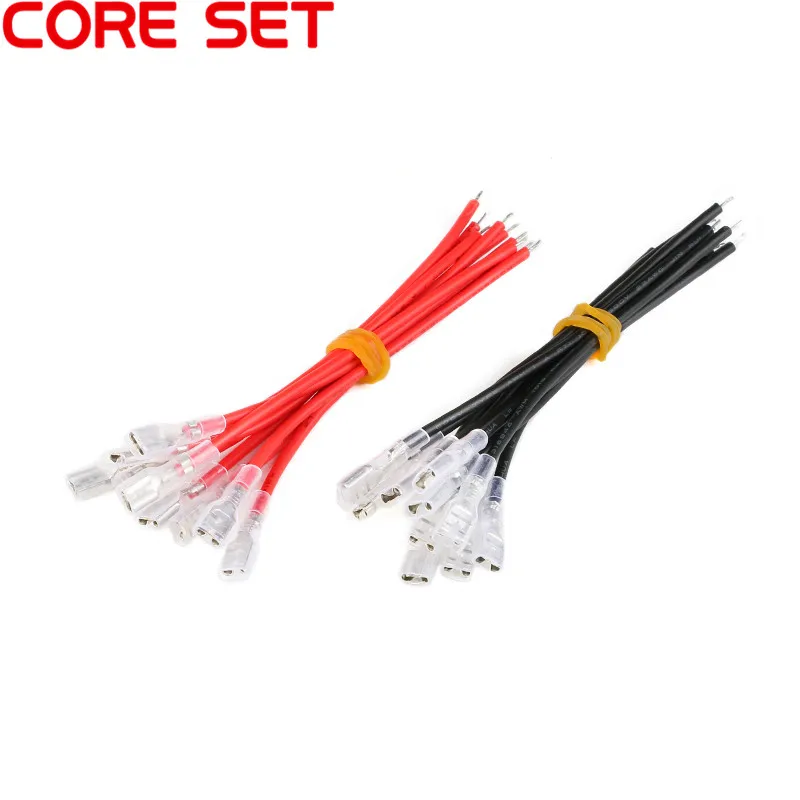 5Pcs 4.8mm 6.3mm Female Spade Crimp Terminals Wire Connector 20CM 22AWG Red Black