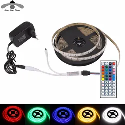 Tira de luces LED de cc 12V, cinta de diodo Flexible SMD 5050 2835, 1M, 2M, 3M, 4M, 5M, RGB, 24 teclas, iluminación remota a prueba de agua