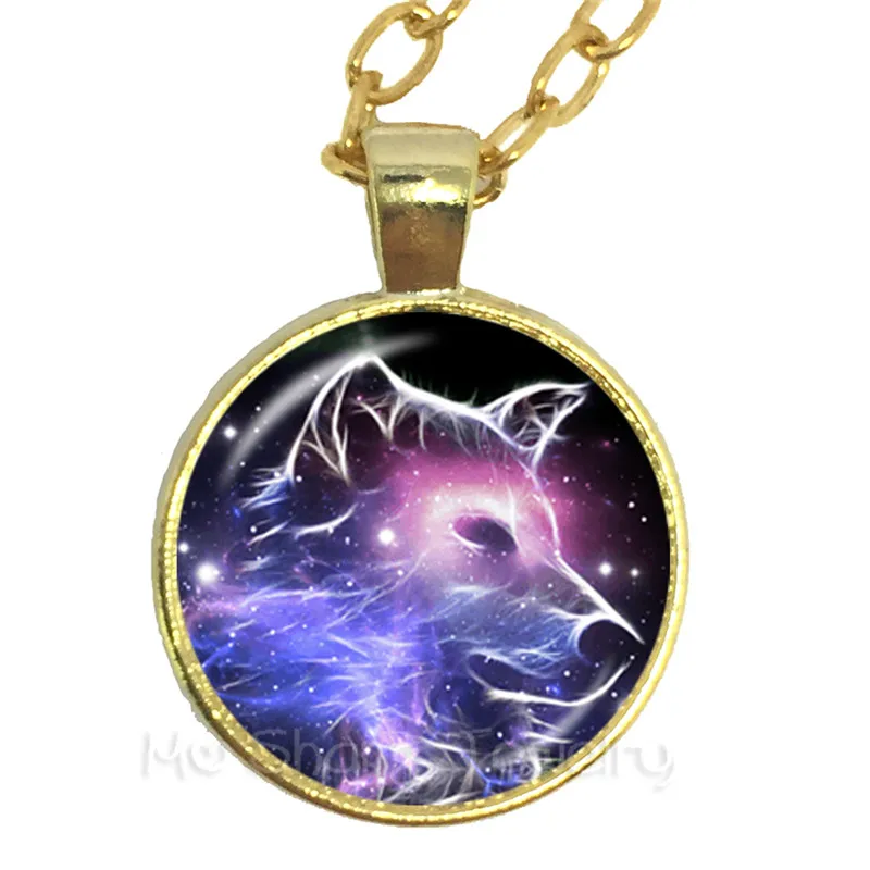 2018 Wolf And Moon Necklace Glass Pendant Wolf Jewelry Oz Jewelry Wearable Art Poto Necklace Christmas Gift For Women