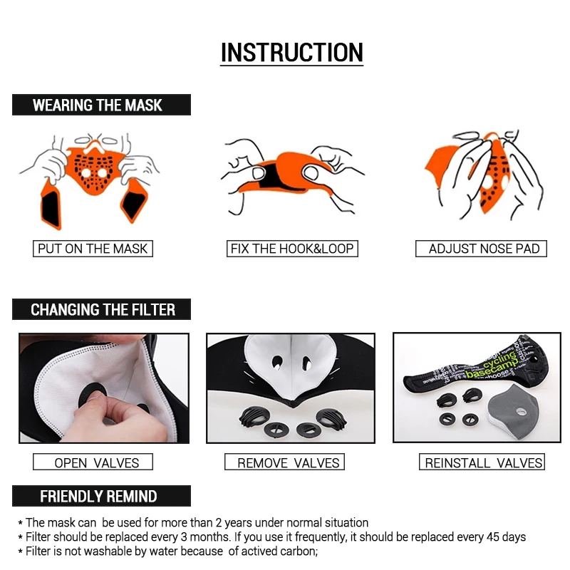 BASECAMP Men/Women Mask Activated Carbon Dust-proof Cycling Face Mask Anti-Pollution Bicycle Bike Outdoor Training mask face
