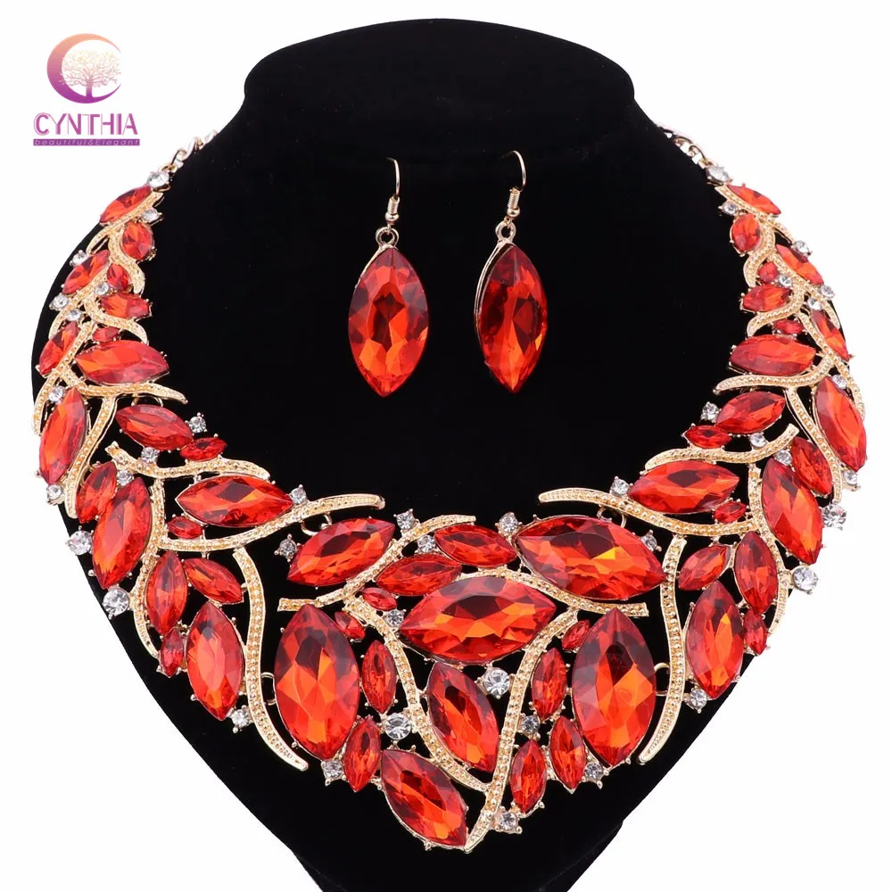 6 colors fashion Women jewelry sets Trendy necklace with boho earrings statement necklace for party wedding  Direct Selling