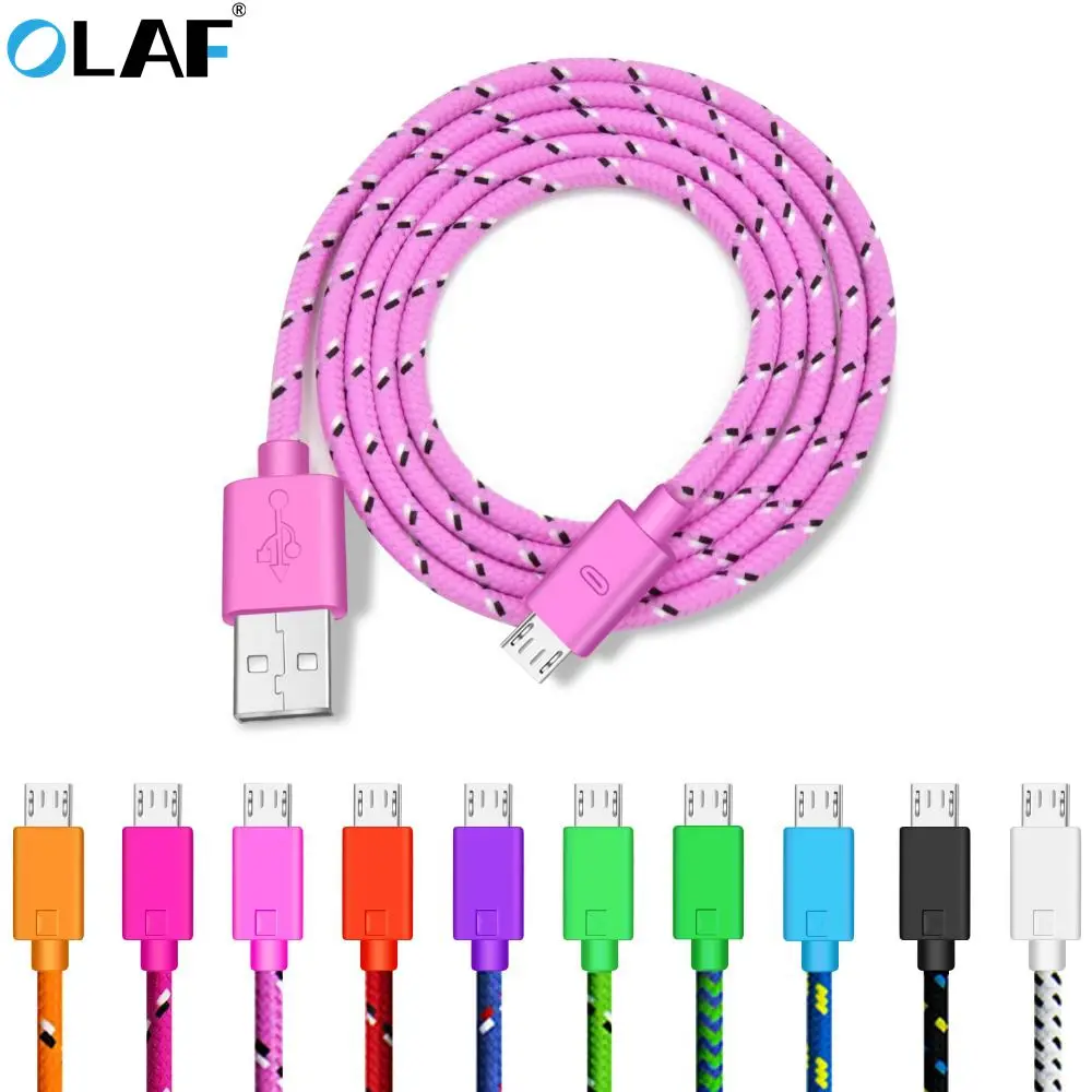 OLAF Micro USB Cable 1m 2m 3m Nylon Braided Fast Charging Cable For Samsung S7 Xiaomi LG Huawei Tablet Android USB Charger Cord