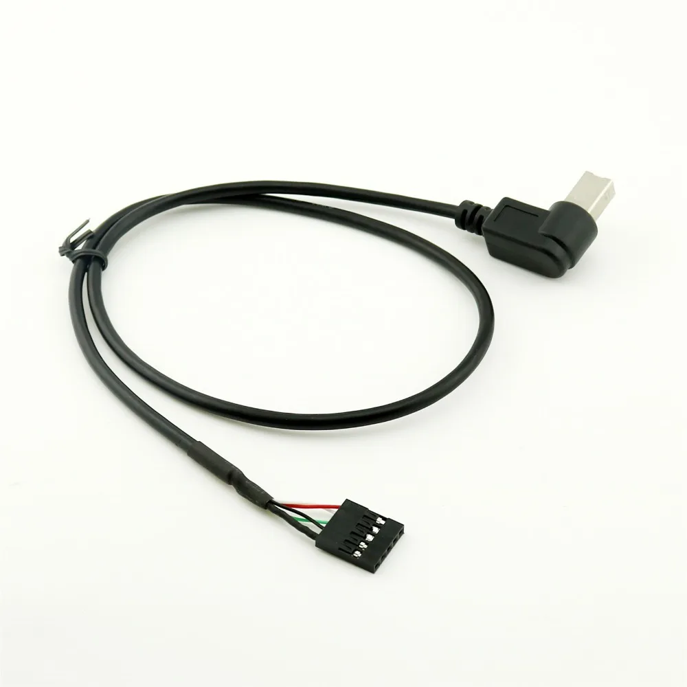 10pcs USB 2.0 B Male Left Angle to Dupont 5 Pin Female Header Motherboard Cable 50cm/1.5ft