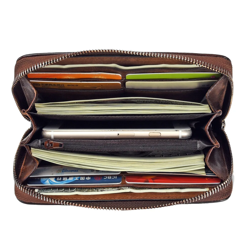 SOUTH GOOSE Fashion Women Wallet Genuine Leather Luxury Long Clutch Handy Bag Printing Floral Female Card Purse Money Clips