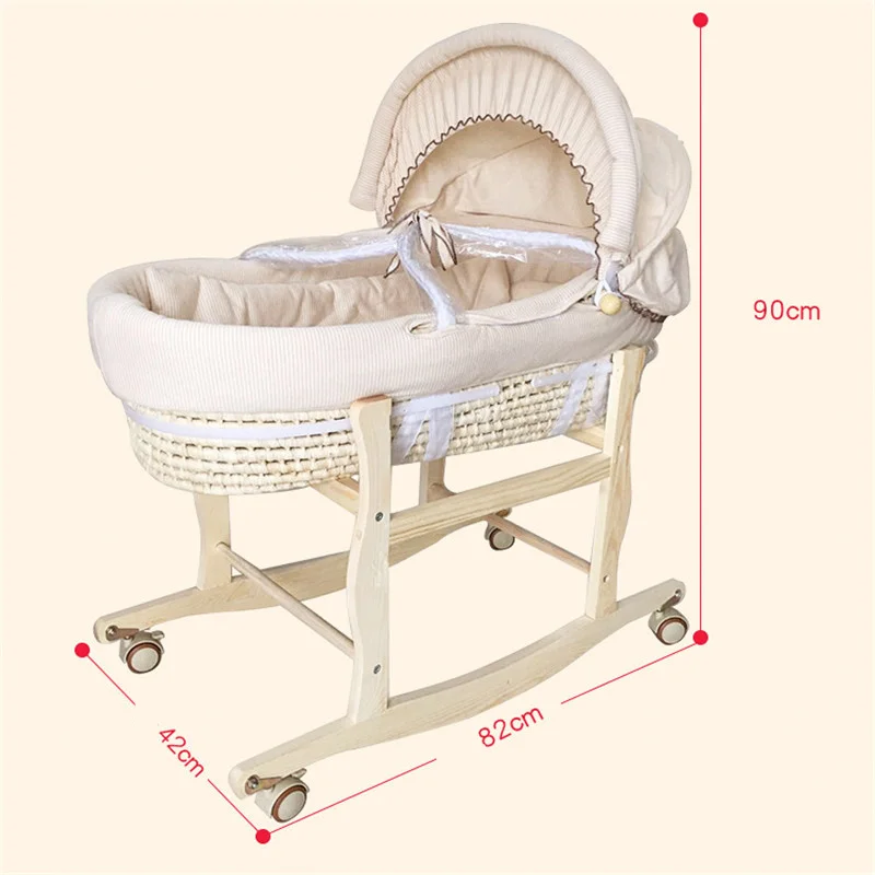 Panier Portable tissé en maïs pour bébé, berceau de couchage en coton de couleur naturelle pour nouveau-nés, pour voiture, chaise à bascule