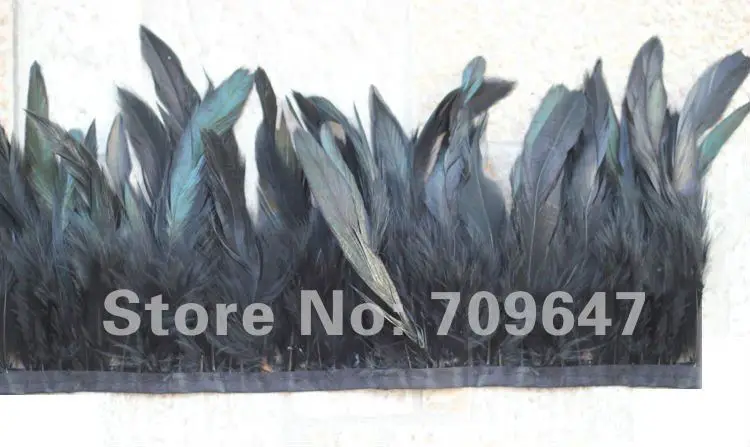 

2Meters/Lot 5-6" 12-15cm Black Colour Saddle Rooster Coque Hackle Feather Trim Rooster Fringe,Feathering