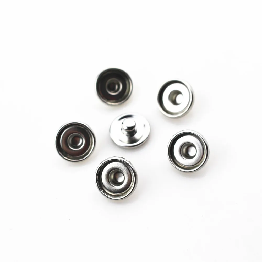 100pcs/lot Round Snap Press Buttons Fit 10mm Glass For Bracelet Necklace Jewelry Silver Button setting Blanks 12mm Cabochon