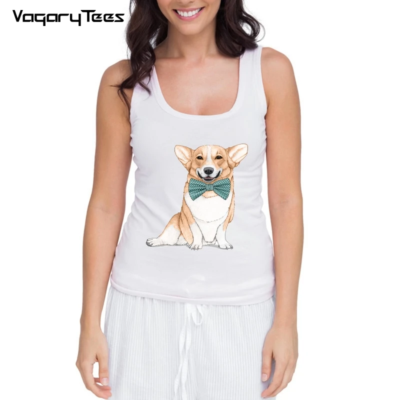 2022 New Lovely Vest print Corgi/French bulldog Design women summer cute tank top Brand Good quality comfortable casual tops