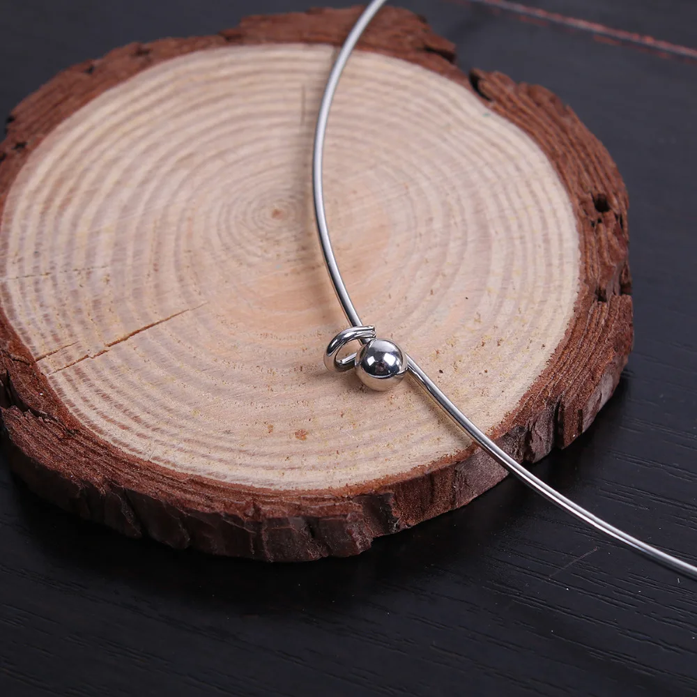 8Seasons 304 Stainless Steel Collar Choker Necklace Silver Color Round With Removable Ball End Cap Handmade DIY Jewelry,1PC