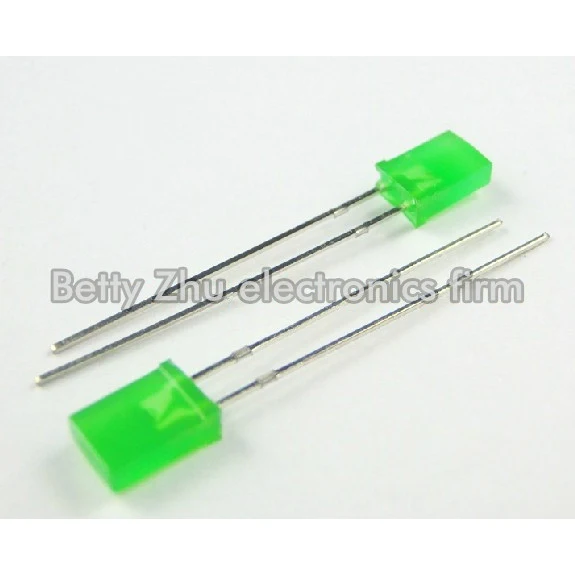 50PCS/LOT LED light-emitting diode 2 * 5 * 7 mm quadrilateral shell green hair green highlights