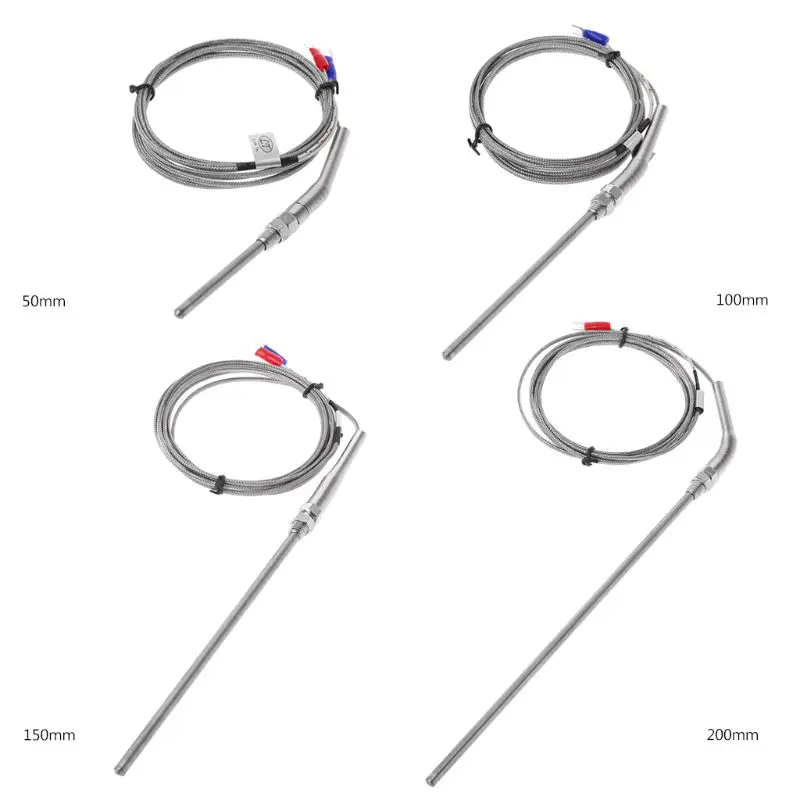 2m K Type Thermocouple Probe 50mm/100mm/150mm/200mm Stainless Steel Thermocouple 0-400℃ Temperature Sensor