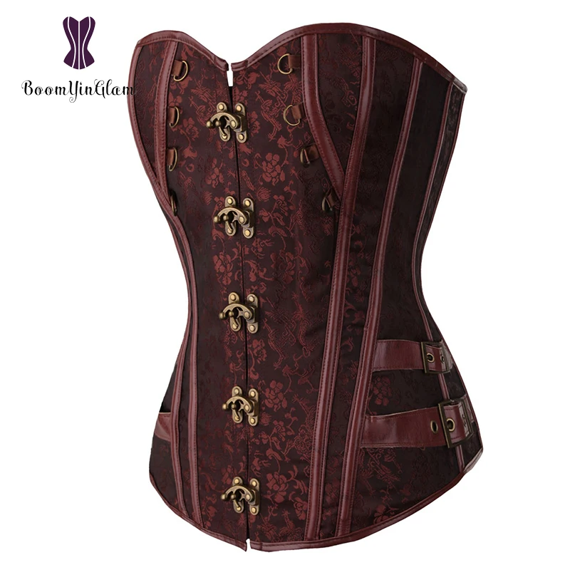 Wholesale Black/Brown Color Body Shapewear Waist Trainer Retro Vintage Women Bustiers Steampunk Gothic Corset Size S-6XL 916#