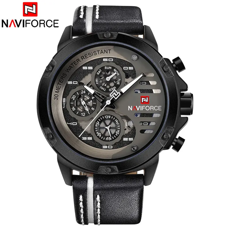 

NAVIFORCE 2018 New China Brand Man Watches Luxury Sports Quartz Watch Rectangle Dials 30M Waterproof Auto Date Red Leather Band