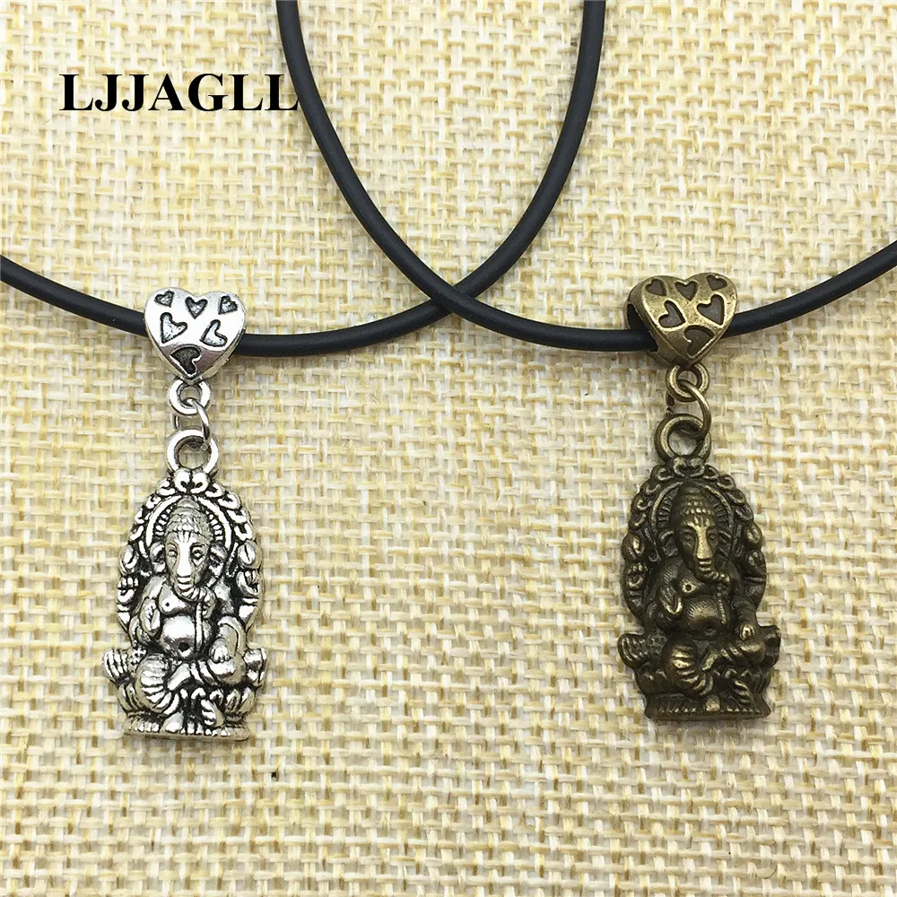 2pcs Buddha Pendant Dangle Nekclace Silver Alloy Choker Peach Heart Ganesha Ganesh Pol Necklace Initial Jewelry Making AXL014