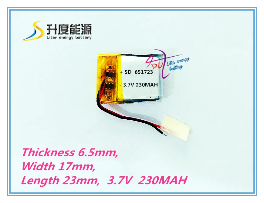 

Washington Supply 651723 3.7V 230MAH polymer lithium battery , voice recorder battery , lithium polymer battery