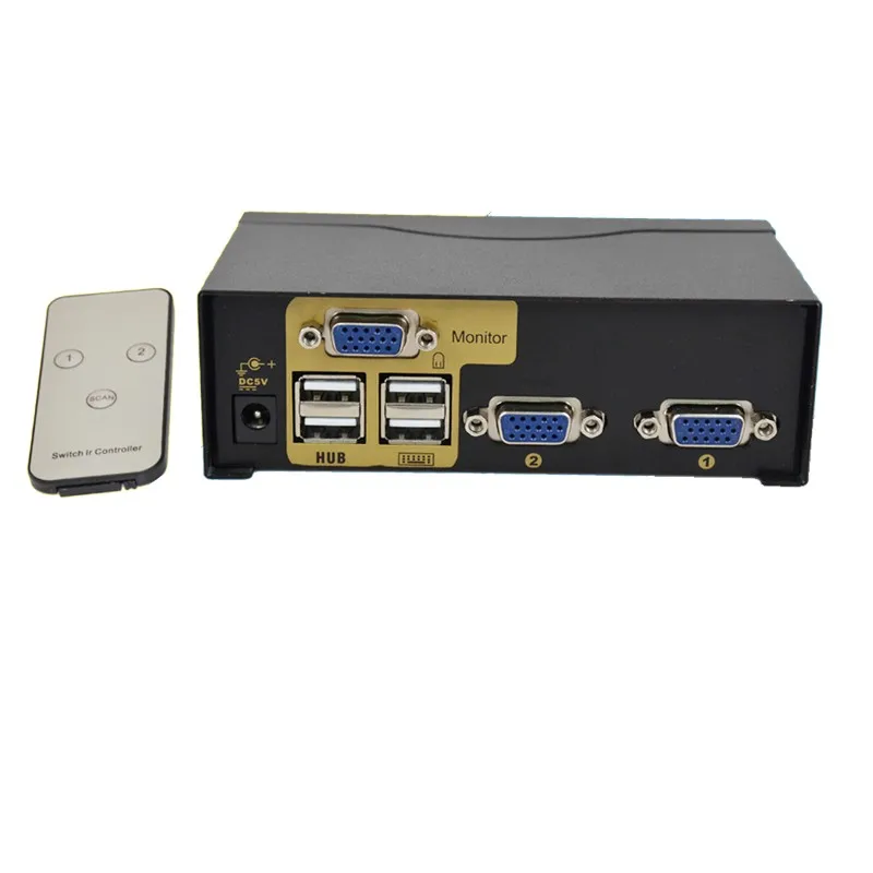 Commutateur Kvm USB, séparateur VGA, adaptateur de commutateur, connexion de clavier, souris, 2 pièces, utiliser 1 moniteur avec câble