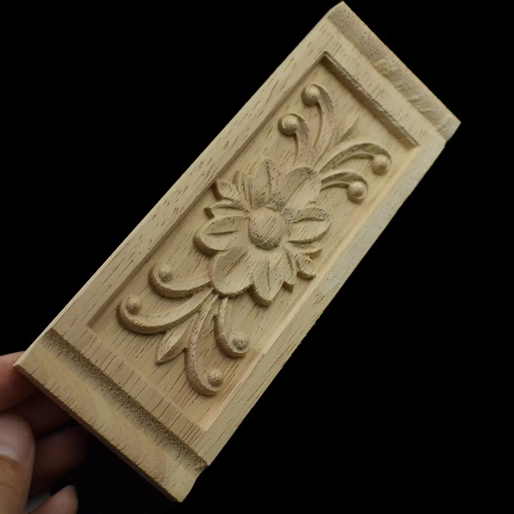 Wood Applique Woodcarving European-style Carved Vertical Long Flower Tablet Home Decoration Accessories Ornaments Decorations