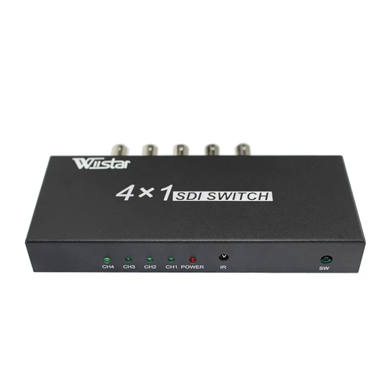 Wiistar SDI Switcher 4x1 SDI Video 4 In 1 Out Switch Extender 4 To 1 Converter for 3G HD SD Monitor Security Camera CCTV