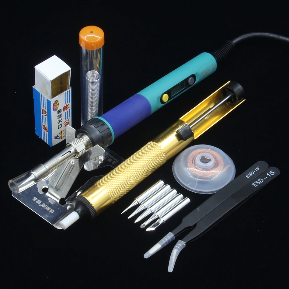 CXG 936d 60W Digital LCD Adjustable temperature Electric Soldering station Electric soldering iron Tweezers rosin Toolkit